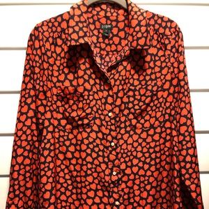 J. Crew Heart Throb silk Blouse VALENTINES DAY ❤️